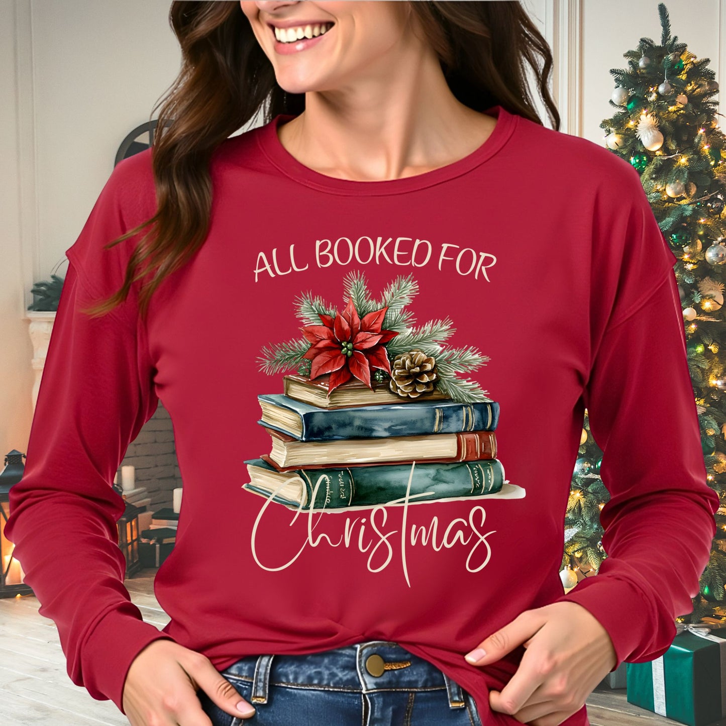 All Booked for Christmas Long Sleeve Tee
