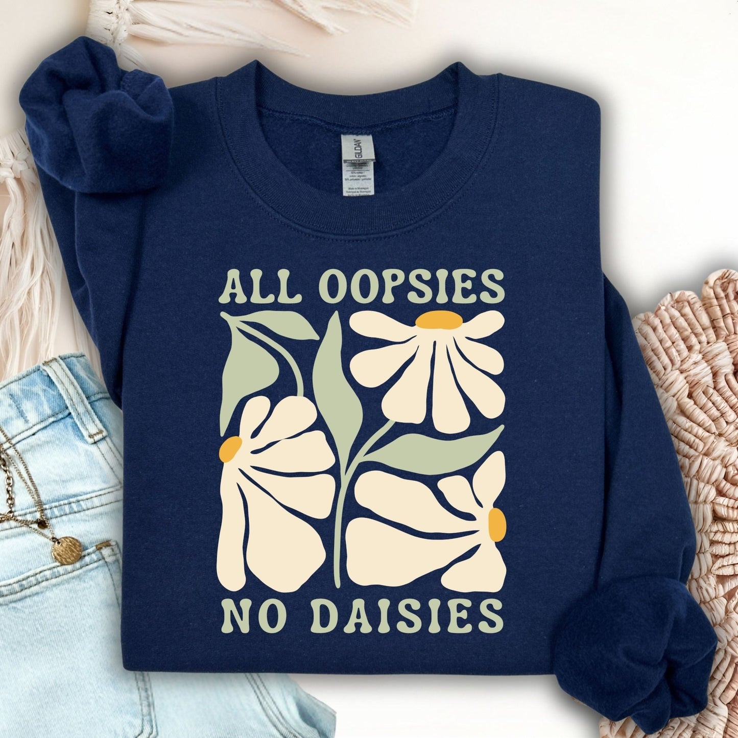 All Oopsies No Daisies Floral Boho Sweatshirt