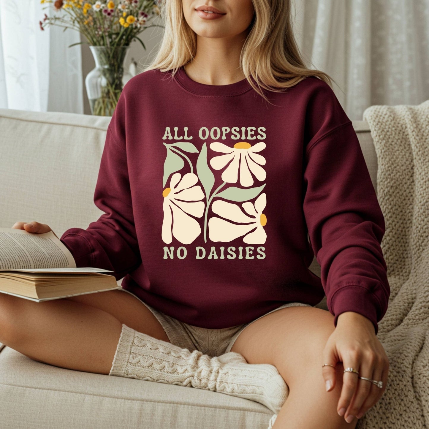 All Oopsies No Daisies Floral Boho Sweatshirt
