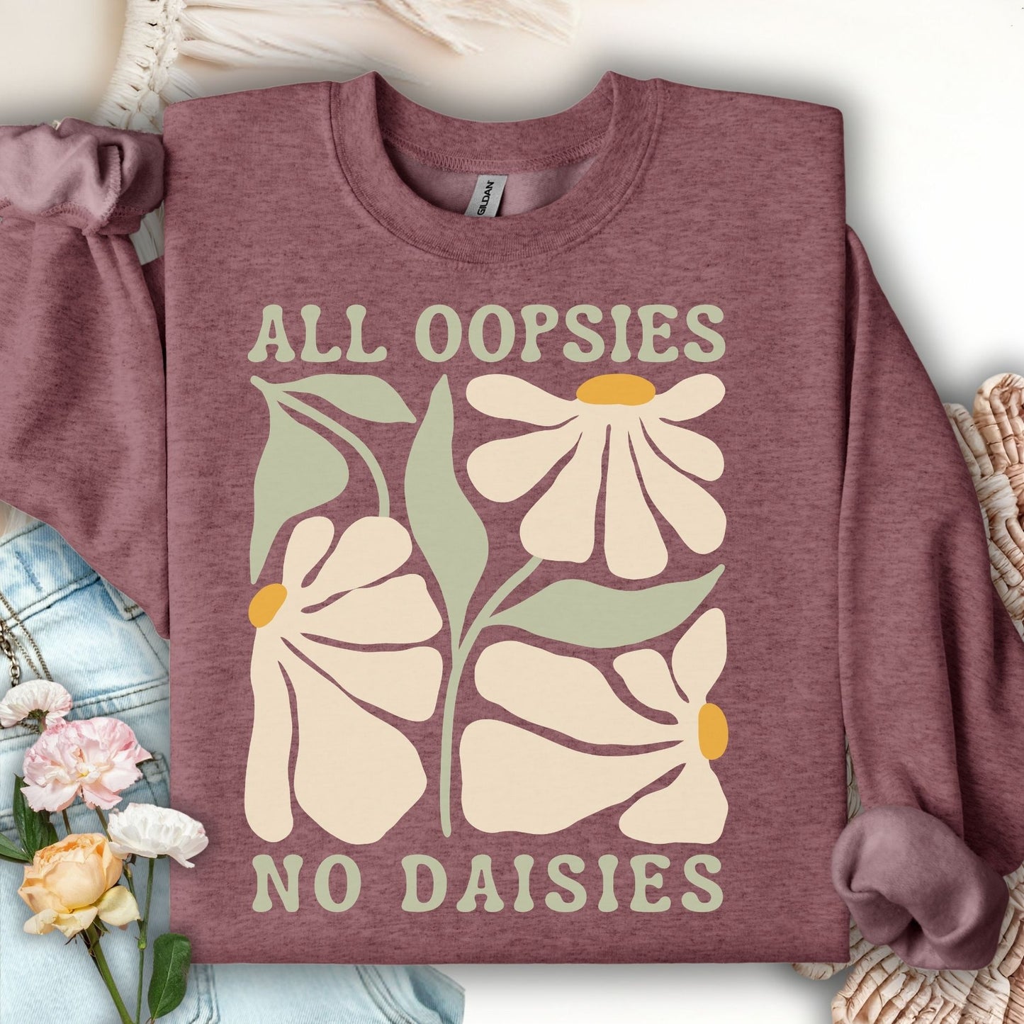 All Oopsies No Daisies Floral Boho Sweatshirt