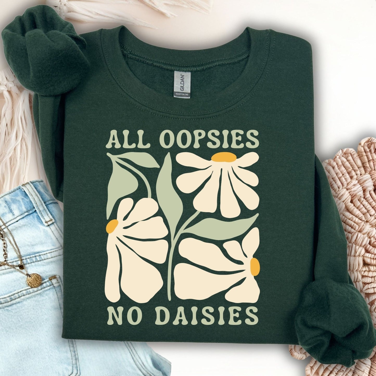 All Oopsies No Daisies Floral Boho Sweatshirt