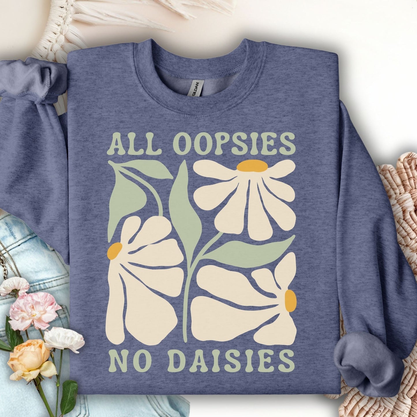 All Oopsies No Daisies Floral Boho Sweatshirt