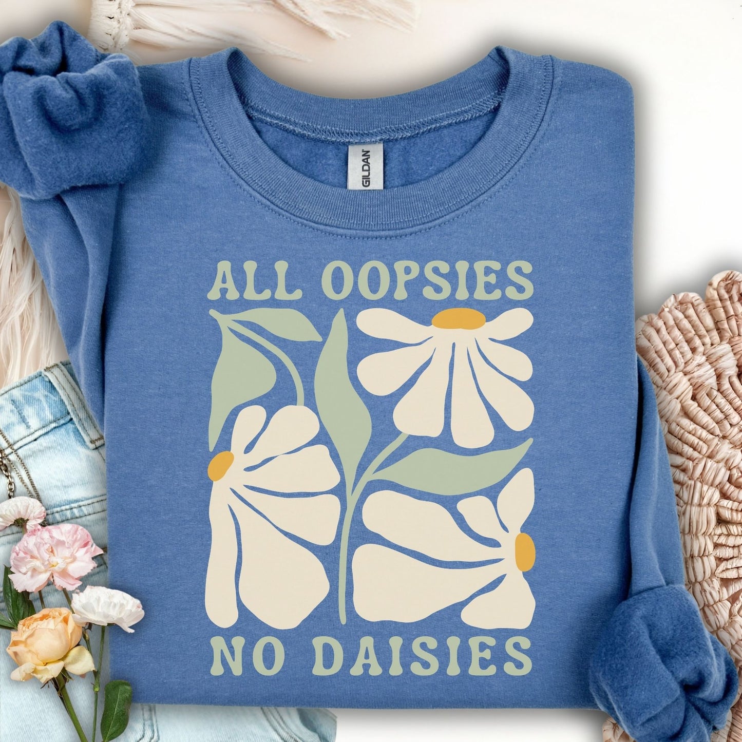 All Oopsies No Daisies Floral Boho Sweatshirt