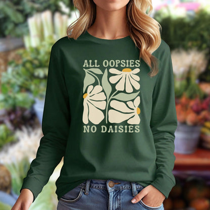 All Oopsies No Daisies Retro Floral Long Sleeve Tee