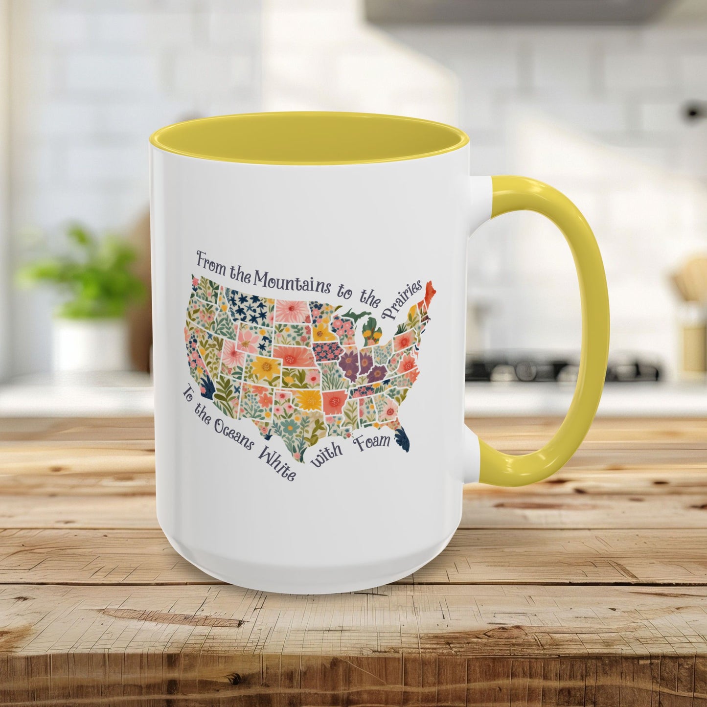 America the Beautiful Floral Map Mug  (11/15oz)