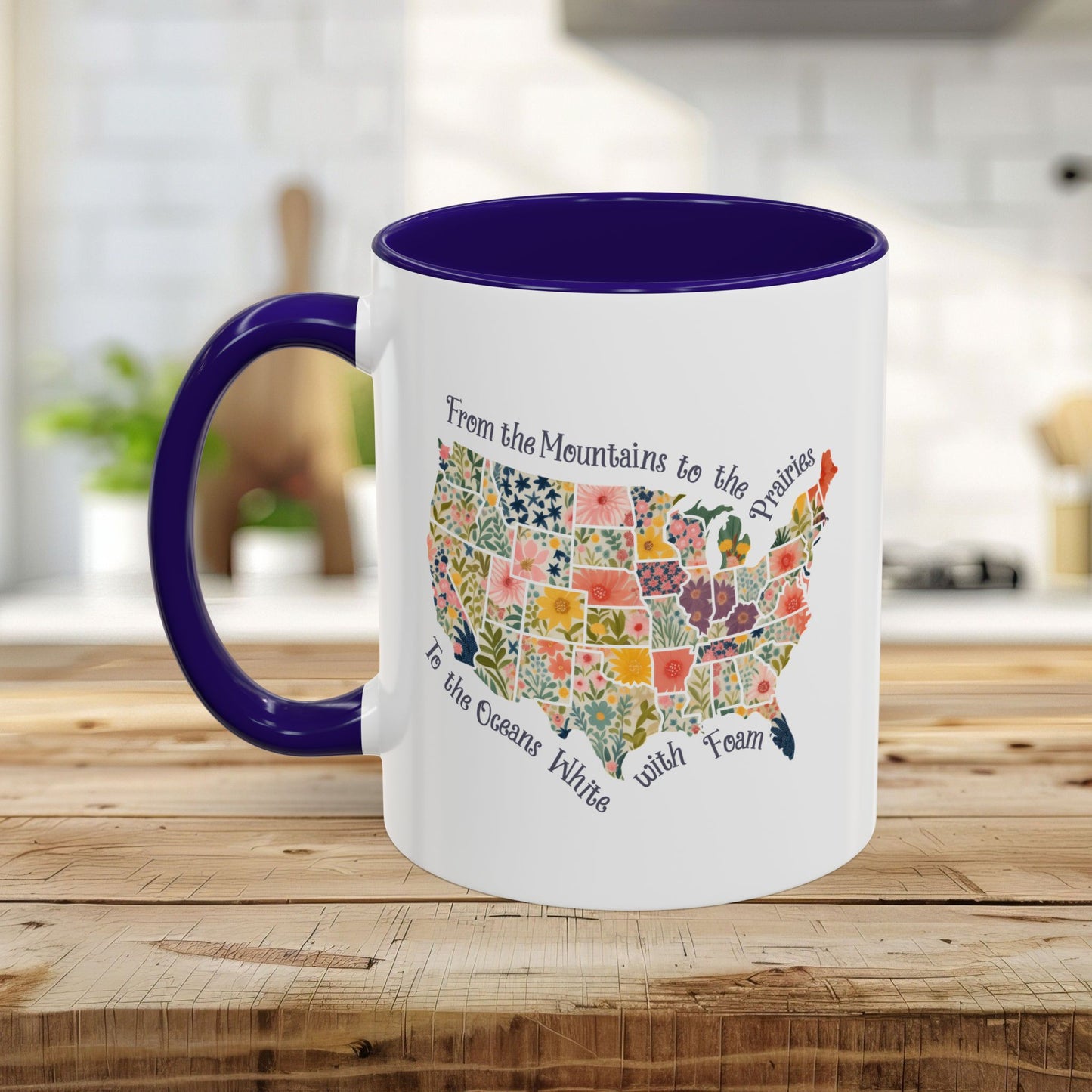 America the Beautiful Floral Map Mug  (11/15oz)