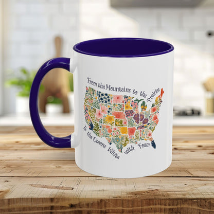 America the Beautiful Floral Map Mug  (11/15oz)