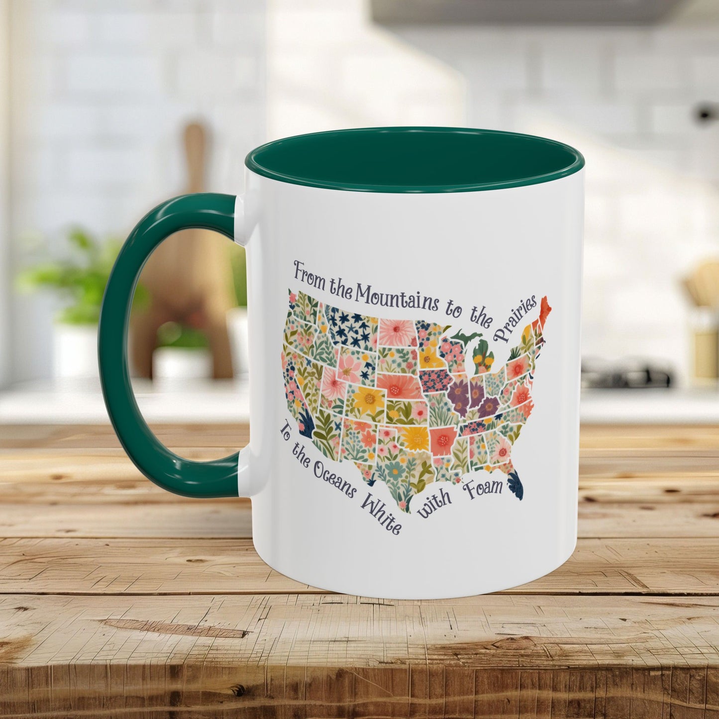America the Beautiful Floral Map Mug  (11/15oz)