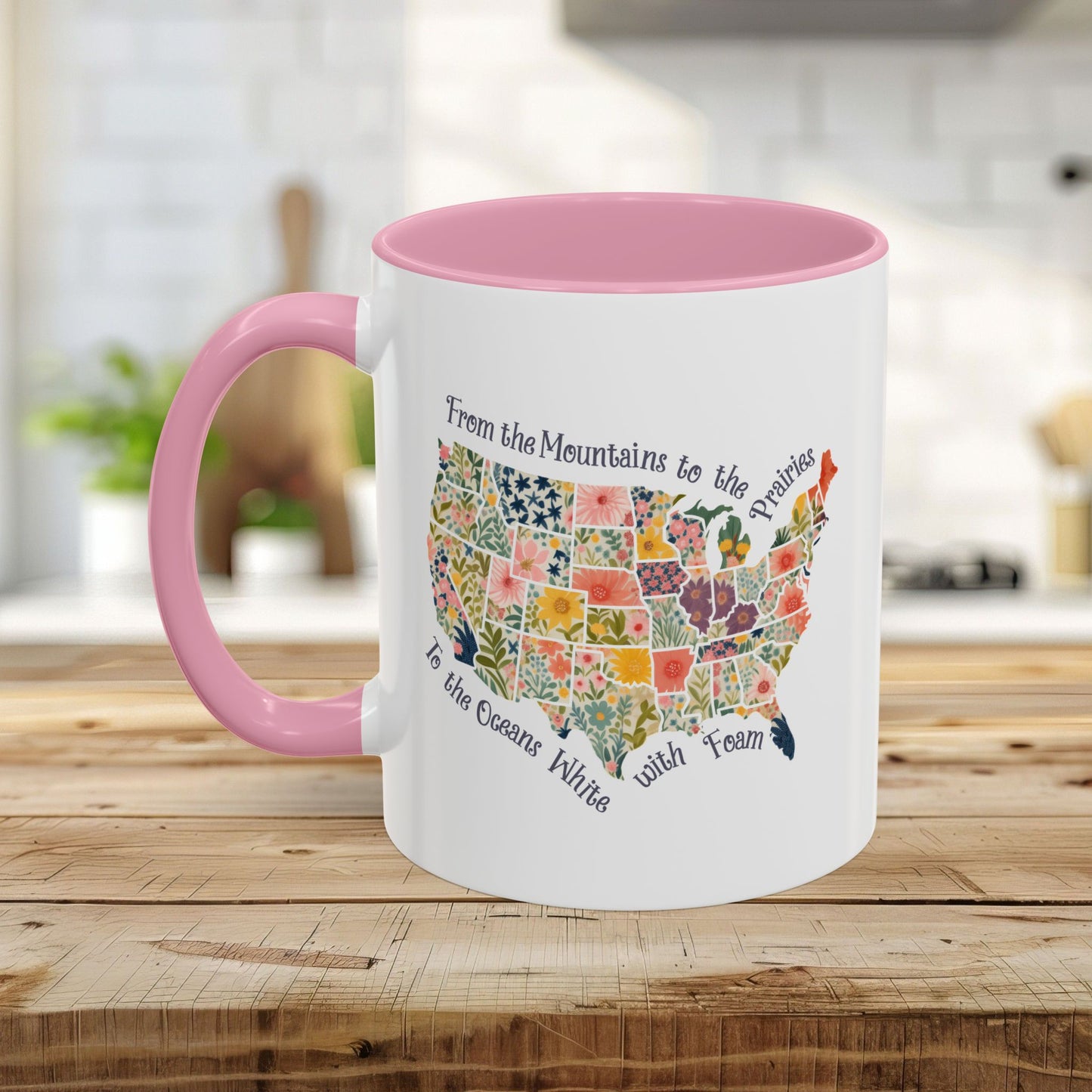 America the Beautiful Floral Map Mug  (11/15oz)