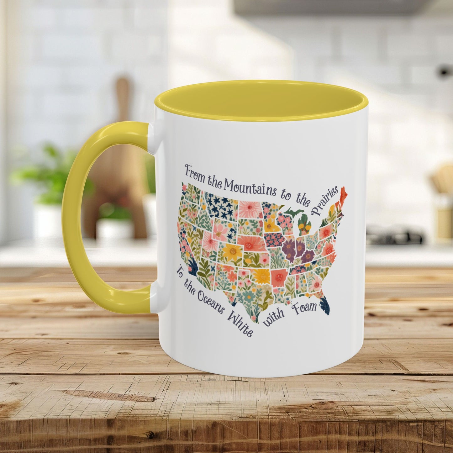 America the Beautiful Floral Map Mug  (11/15oz)