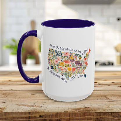 America the Beautiful Floral Map Mug  (11/15oz)