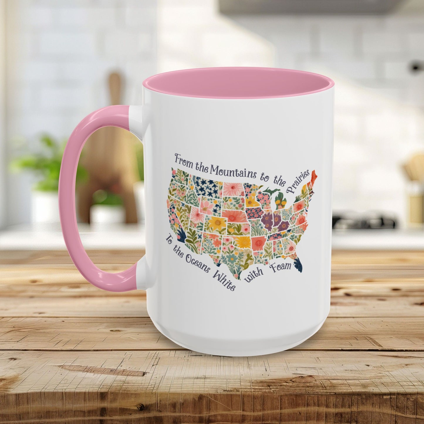 America the Beautiful Floral Map Mug  (11/15oz)