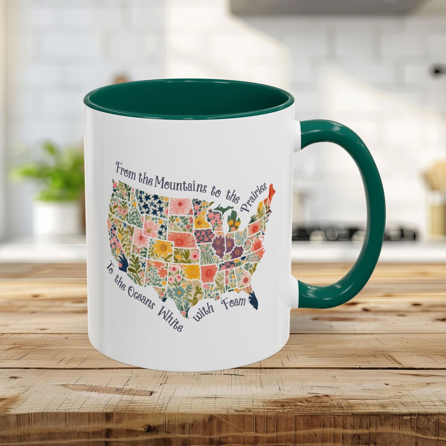 America the Beautiful Floral Map Mug  (11/15oz)