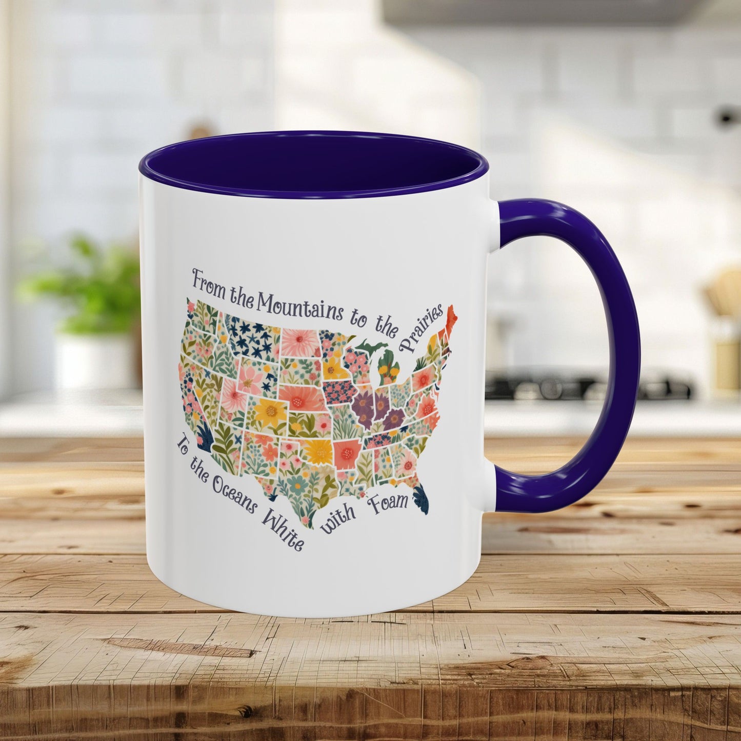 America the Beautiful Floral Map Mug  (11/15oz)
