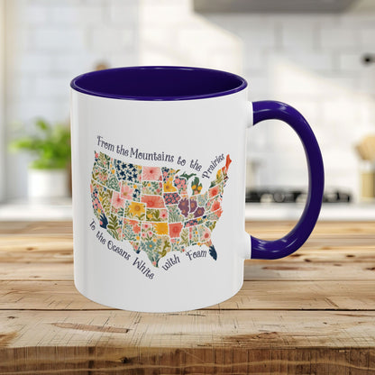 America the Beautiful Floral Map Mug  (11/15oz)