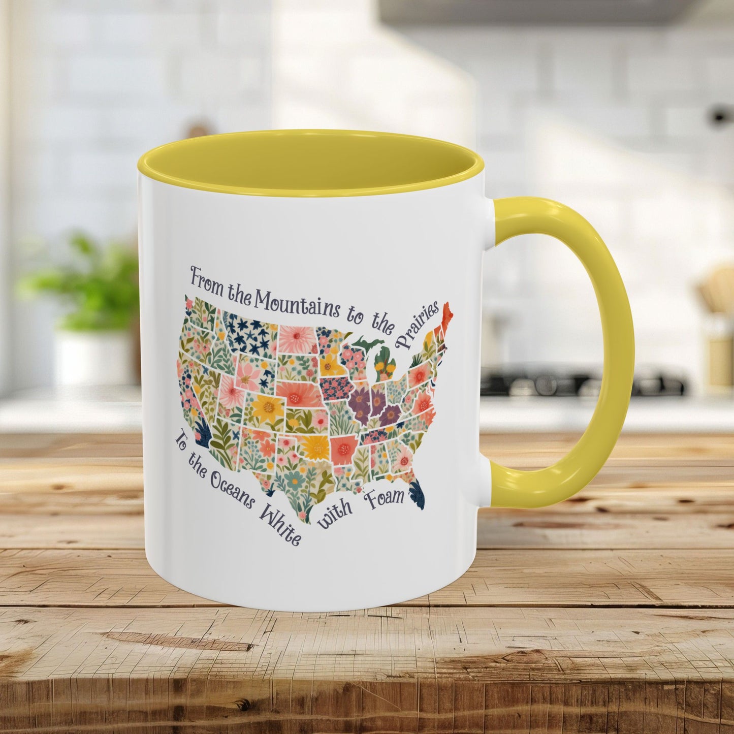 America the Beautiful Floral Map Mug  (11/15oz)