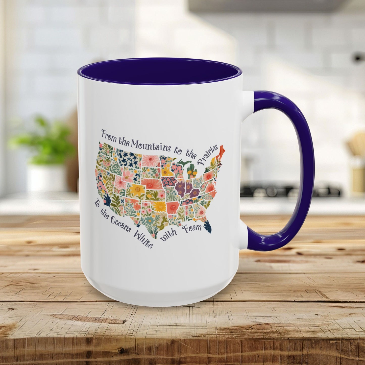 America the Beautiful Floral Map Mug  (11/15oz)