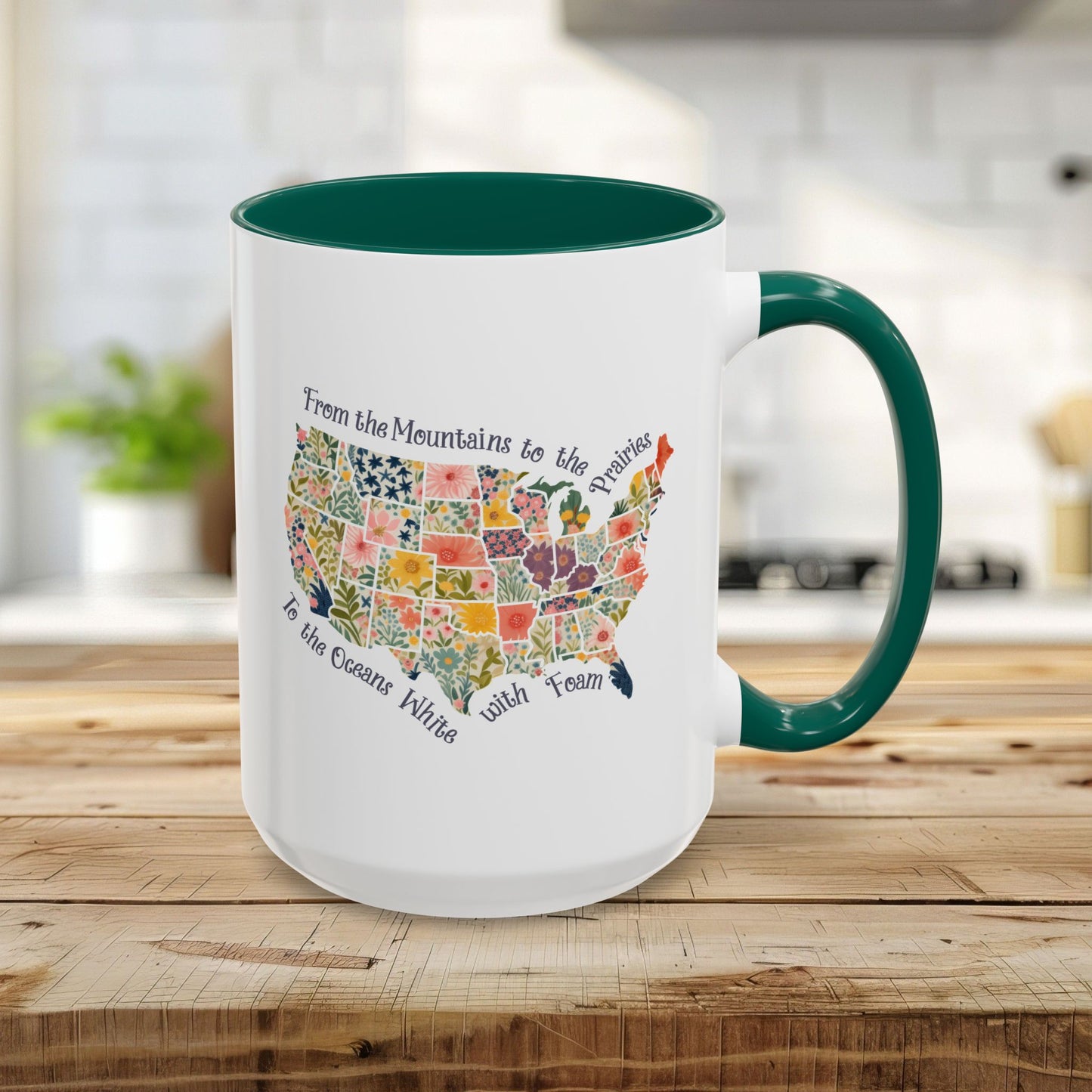 America the Beautiful Floral Map Mug  (11/15oz)