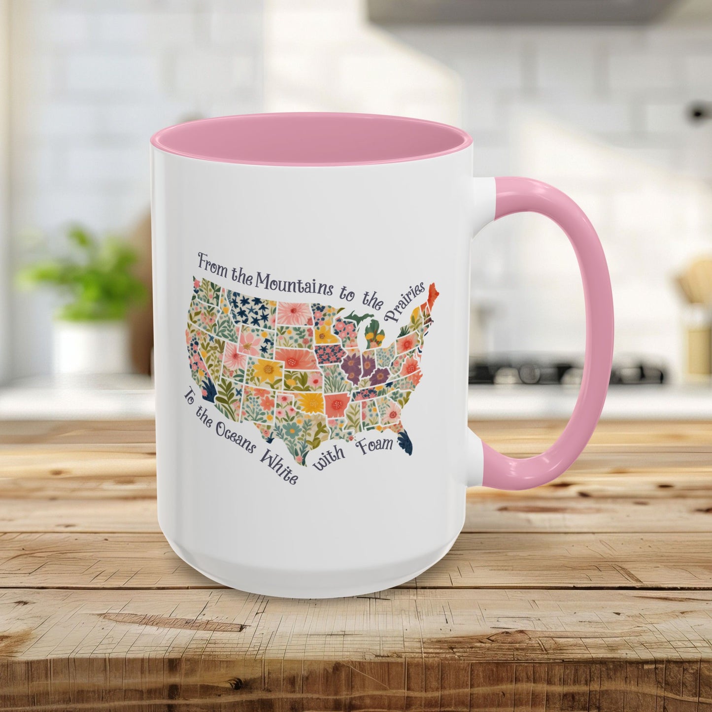 America the Beautiful Floral Map Mug  (11/15oz)