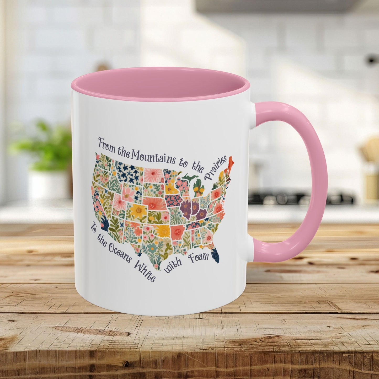 America the Beautiful Floral Map Mug  (11/15oz)