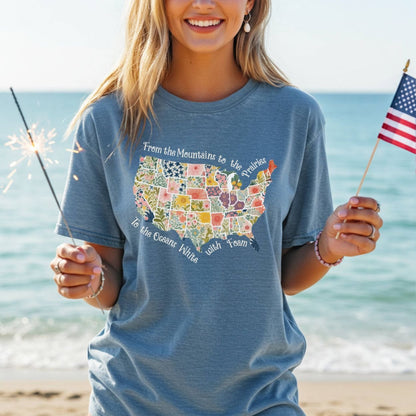 America the Beautiful Floral Map T-Shirt