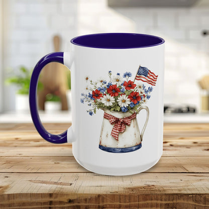 Americana Floral Pitcher with Flag (11oz/15oz)