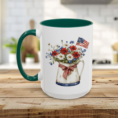Americana Floral Pitcher with Flag (11oz/15oz)