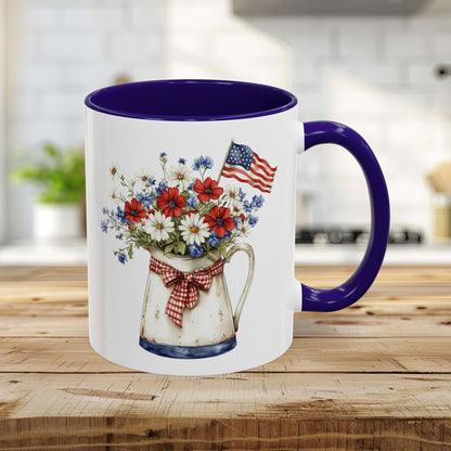 Americana Floral Pitcher with Flag (11oz/15oz)