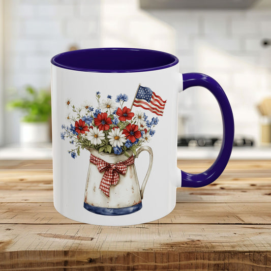 Americana Floral Pitcher with Flag (11oz/15oz)