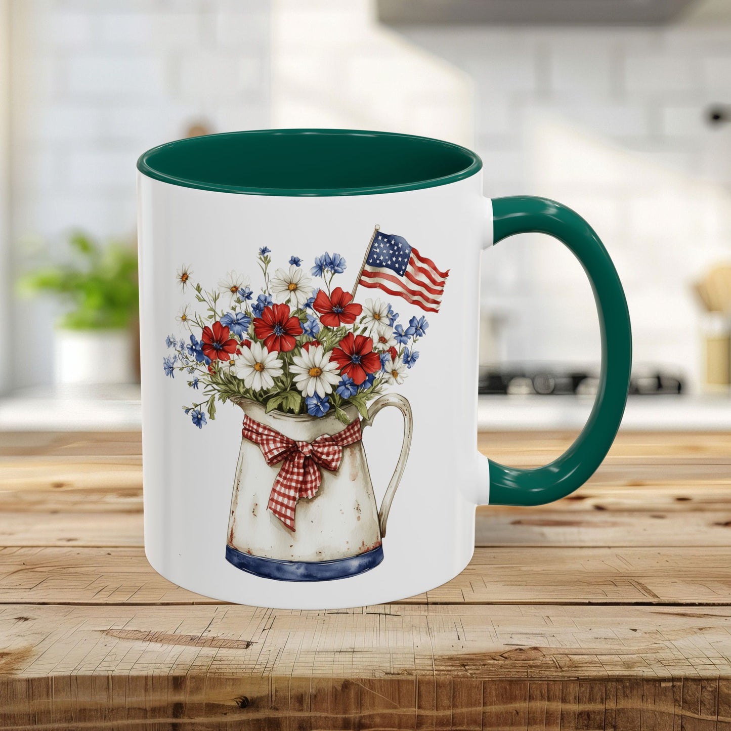 Americana Floral Pitcher with Flag (11oz/15oz)