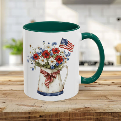 Americana Floral Pitcher with Flag (11oz/15oz)