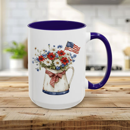 Americana Floral Pitcher with Flag (11oz/15oz)