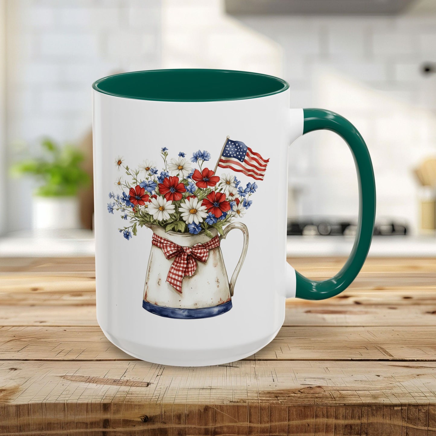 Americana Floral Pitcher with Flag (11oz/15oz)