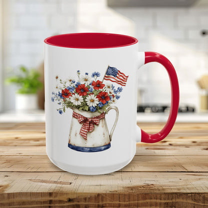 Americana Floral Pitcher with Flag (11oz/15oz)