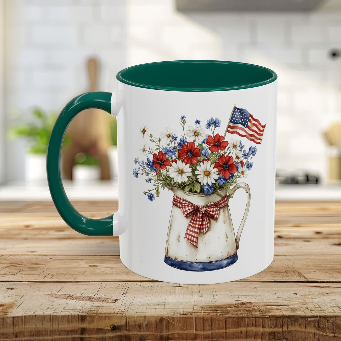 Americana Floral Pitcher with Flag (11oz/15oz)