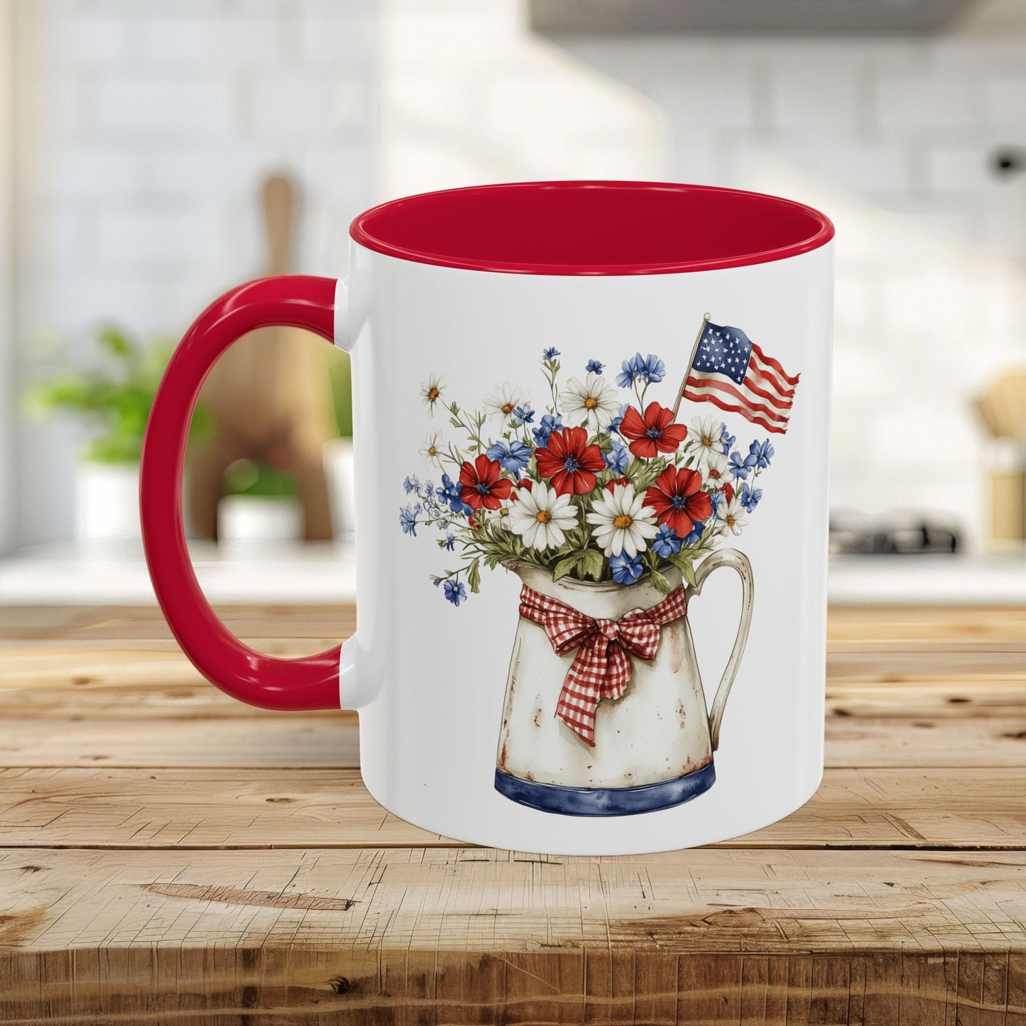 Americana Floral Pitcher with Flag (11oz/15oz)