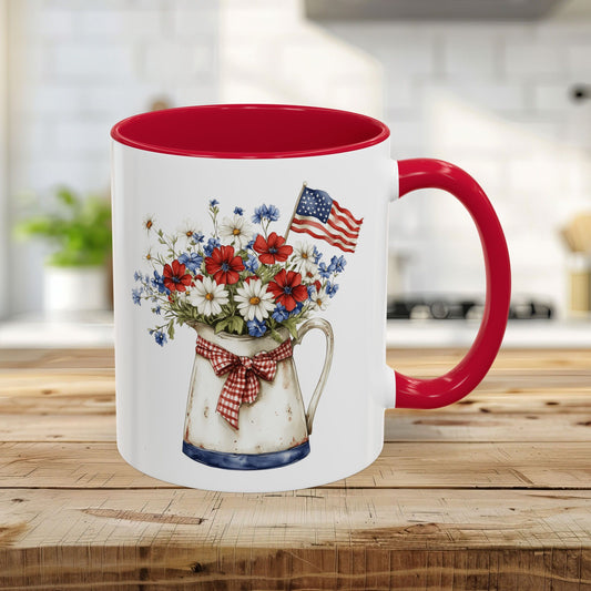 Americana Floral Pitcher with Flag (11oz/15oz)