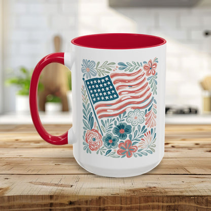 Americana Patriotic Floral Flag Mug (11/15oz)