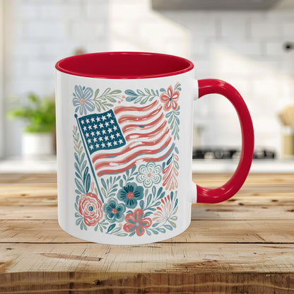 Americana Patriotic Floral Flag Mug (11/15oz)