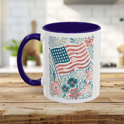 Americana Patriotic Floral Flag Mug (11/15oz)