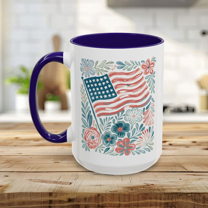 Americana Patriotic Floral Flag Mug (11/15oz)