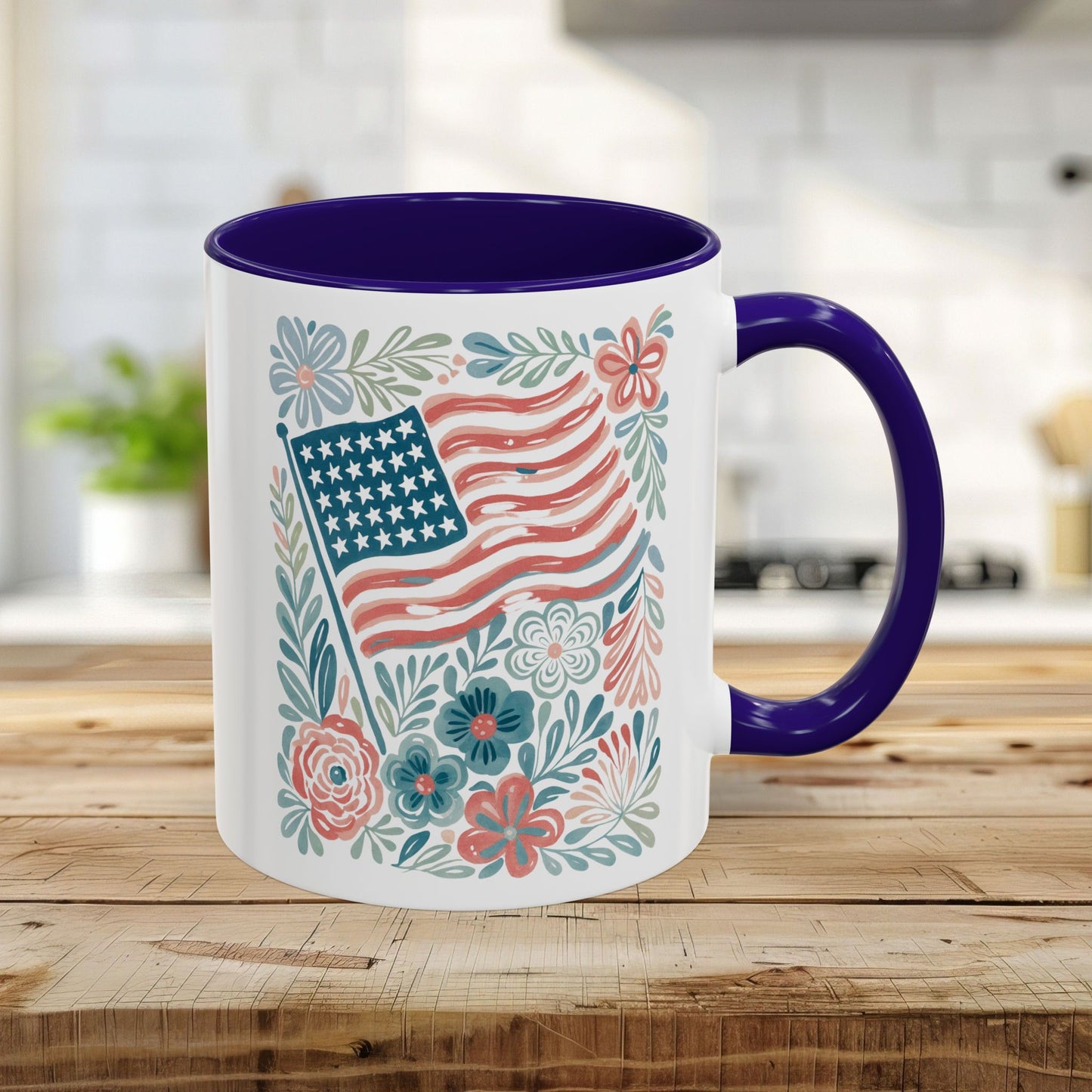 Americana Patriotic Floral Flag Mug (11/15oz)