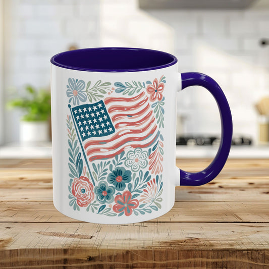 Americana Patriotic Floral Flag Mug (11/15oz)