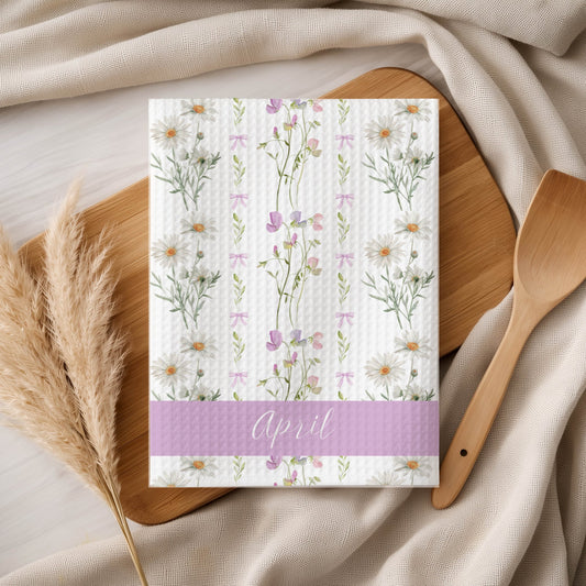 April Birth Month Flower Microfiber Tea Towel