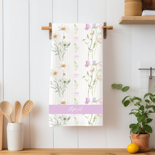 April Birth Month Flower Microfiber Tea Towel