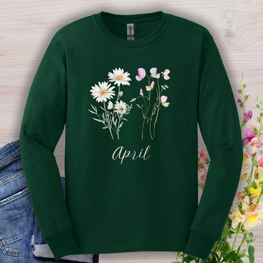 April Birth Month Flower Long Sleeve Tee — Daisy & Sweet Pea