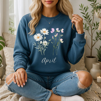 April Birth Month Flower Sweatshirt — Daisy & Sweet Pea