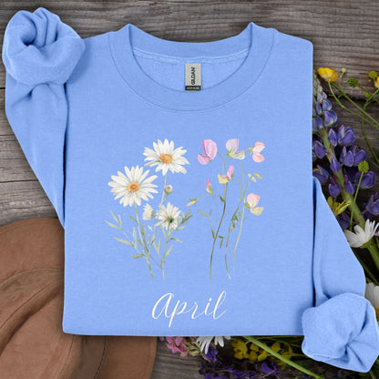 April Birth Month Flower Sweatshirt — Daisy & Sweet Pea
