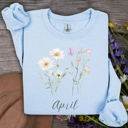 April Birth Month Flower Sweatshirt — Daisy & Sweet Pea