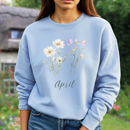 April Birth Month Flower Sweatshirt — Daisy & Sweet Pea
